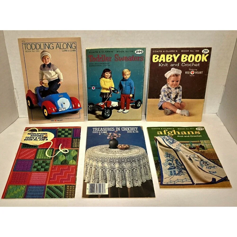 6 Mixed Coats & Clark's Craft Booklets. Vintage Lot. A Variety of Projects. #1